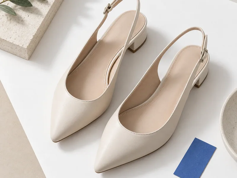 Par de zapatos claros de tacón bajo sin marca