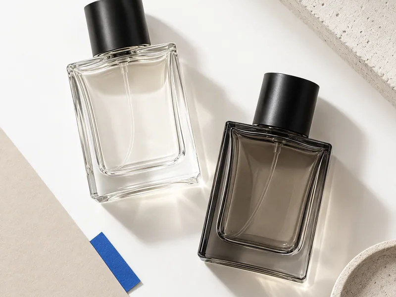 Dos frascos de perfume sin etiquetas